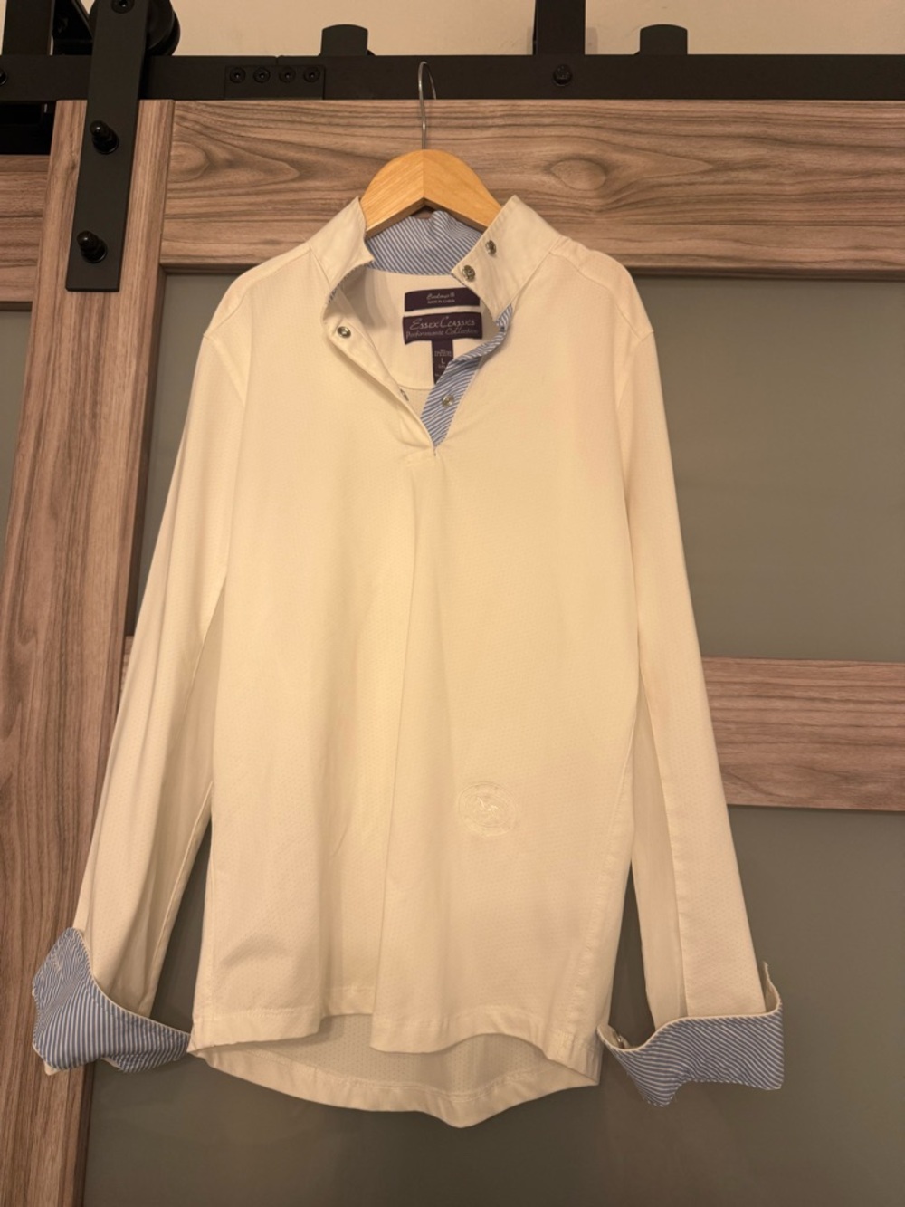 Essex Classics Girls White with Blue Stripe Trim Coolmax